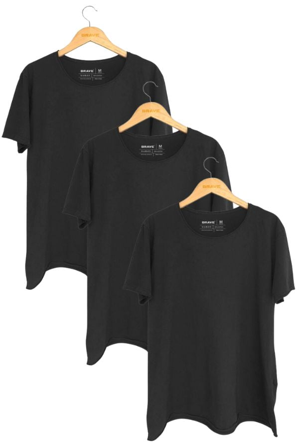 Kit 03(três) Camisetas Lisa Black - Relax
