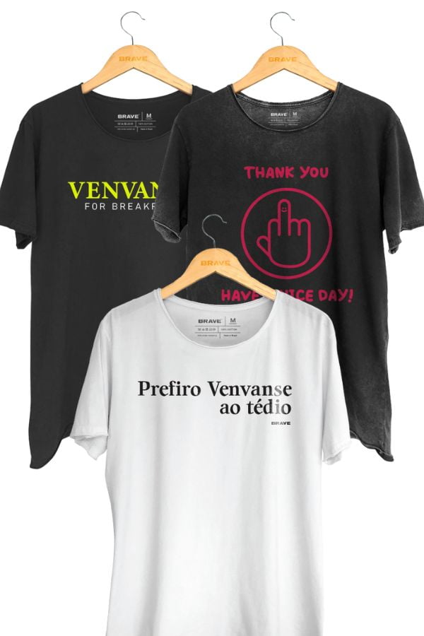Kit com 3 Camisetas Brave - Relax - BRAVE